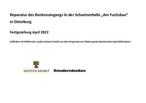 Reparatur des Beckenumgangs in der Schwimmhalle "Am Fuchsbau" in Osterburg