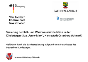 Sanierung der Wasserinstallation in Kindertagesst&auml;tte "Jenny Marx"